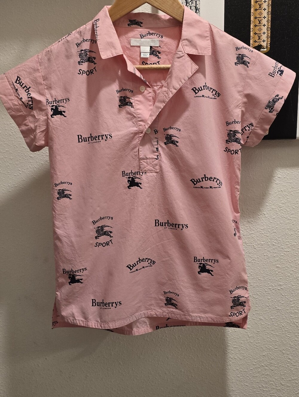 Burberry Boys 10Y Pink Logo-Print Short Sleeve Polo for Kids